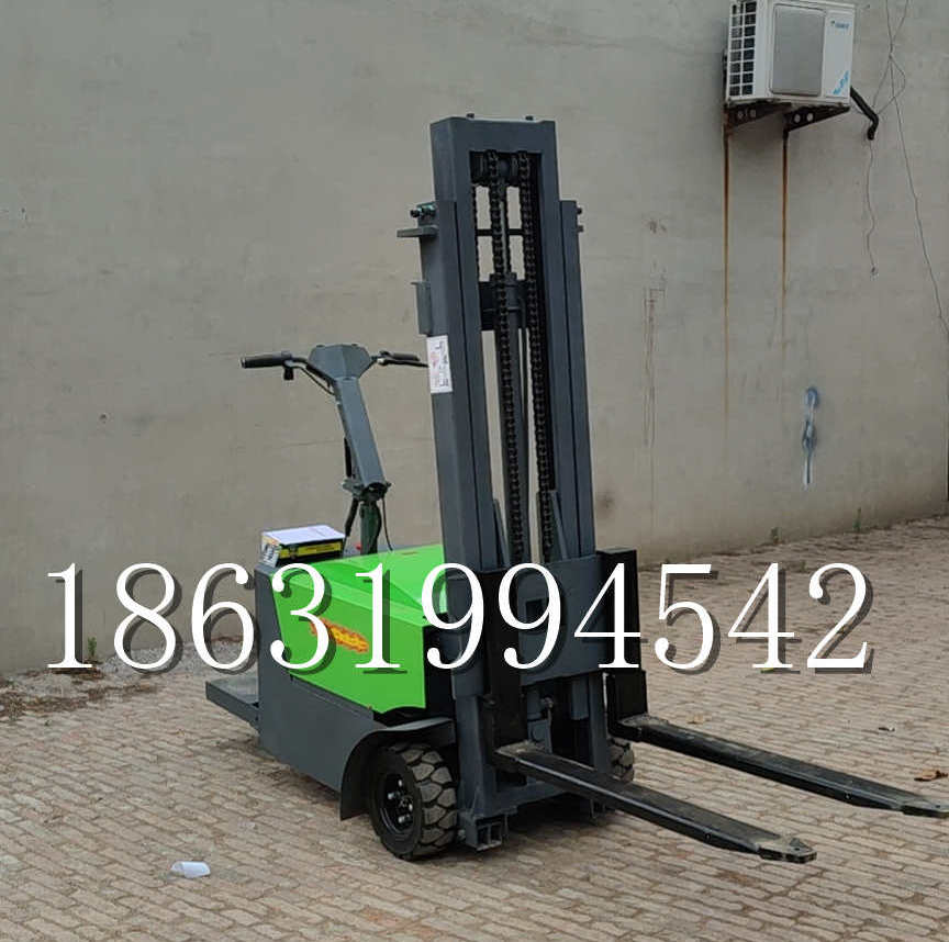 立山区优程全电动叉车插腿式堆高车液压装卸车1.5吨升高小型站驾式铲车